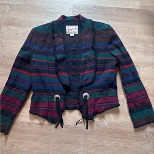 Vintage Southwest Jacket Woolrick USA Equestrian Aztec Jacket Plaid